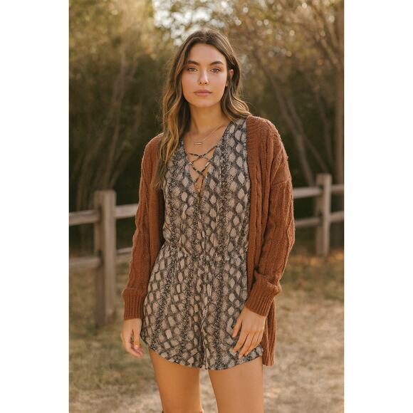 Show Me Your MuMu Pants - Show Me Your Mumu Tie Front Long Sleeve Romper Animal Print Small Boho Chic Fall